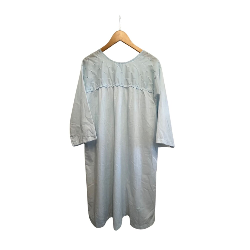 Vintage Carole Gown‎ Robe Blue Embroidered Open Back Maternity Flowy XL